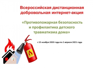 В России проходит дистанционная добровольная интернет-акция &laquo;Противопожарная безопасность и профилактика детского травматизма дома&raquo;